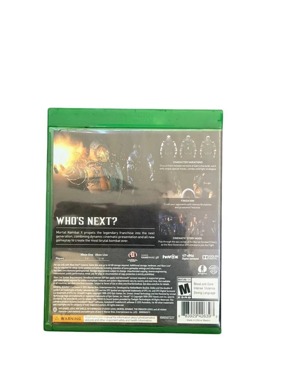 Mortal Kombat X — 2015 — Xbox One — NetherRealm Studios / Warner Bros.